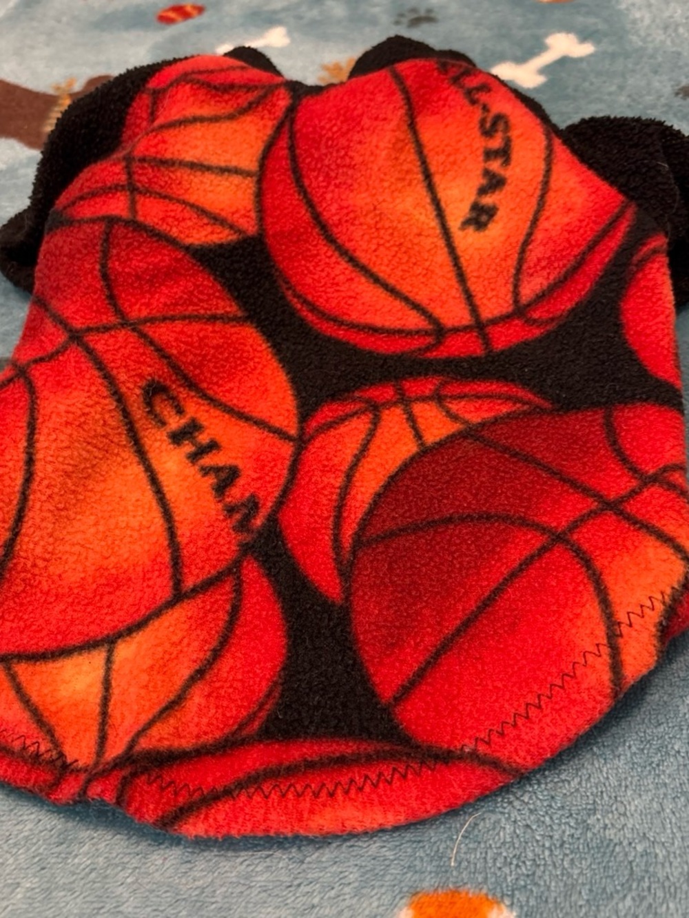 Pet One-Piece Sleeper in Orange Basketball Print